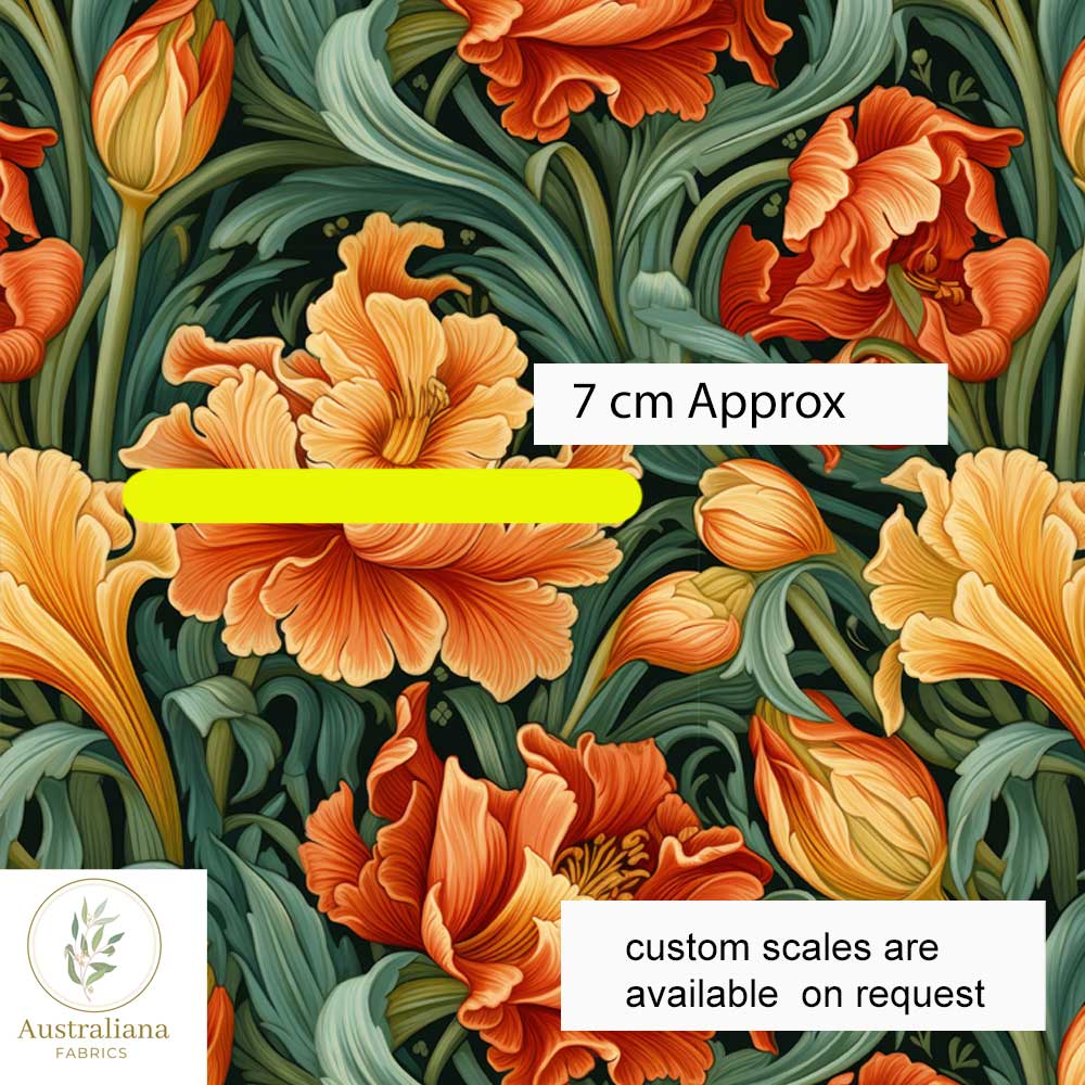 Australiana Fabrics Fabric 1 metre / 100% Linen medium / Medium Scale Victorian Era Floral II