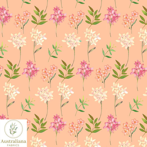 Australiana Fabrics Fabric 1 metre / Cotton Sateen Floral Song Peach Fuzz