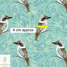 Load image into Gallery viewer, Australiana Fabrics Fabric 1 Metre / Premium woven 100% cotton sateen 150gsm Kookaburra Fabric Green
