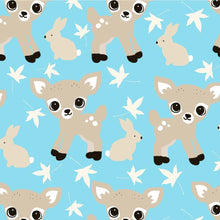 Load image into Gallery viewer, Australiana Fabrics Fabric 1 Metre / Premium woven cotton sateen 150gsm Woodlands Baby Deer Blue
