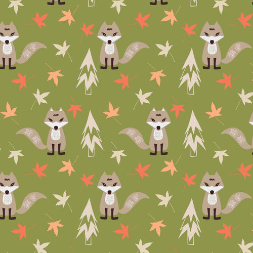 Australiana Fabrics Fabric 1 Metre / Premium woven cotton sateen 150gsm Woodlands Fox Green