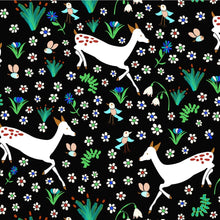 Load image into Gallery viewer, Australiana Fabrics Fabric 1 metre / Premium woven cotton sateen 150gsm Woodlands Running Deer ~ Black
