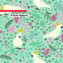 Load image into Gallery viewer, Australiana Fabrics Fabric 50cm Cockatoo Garden on Soft Aqua
