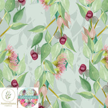 Load image into Gallery viewer, Australiana Fabrics Fabric Cotton Sateen / Length 1 Metre (Cut Continuous) / Mist Lilly Pilly by Fabriculture
