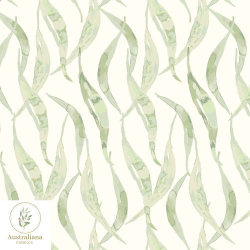 Australiana Fabrics Fabric Eucalyptus Leaves Cream & Green