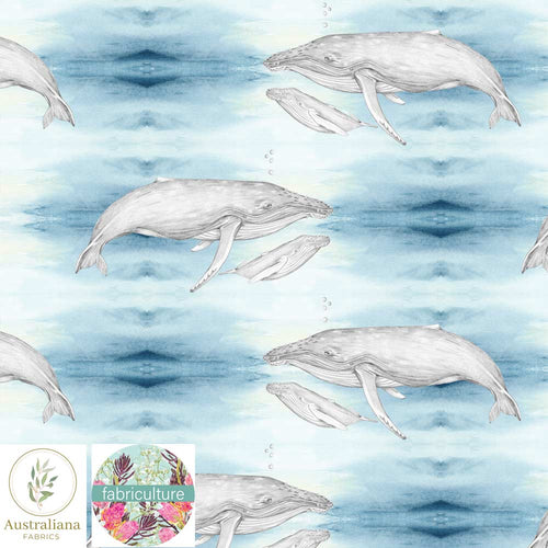 Australiana Fabrics Fabric Humpback Whale Migration by Fabriculture