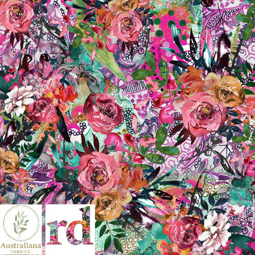 Australiana Fabrics Fabric Pink Garden of Earthly Delights by Rathenart