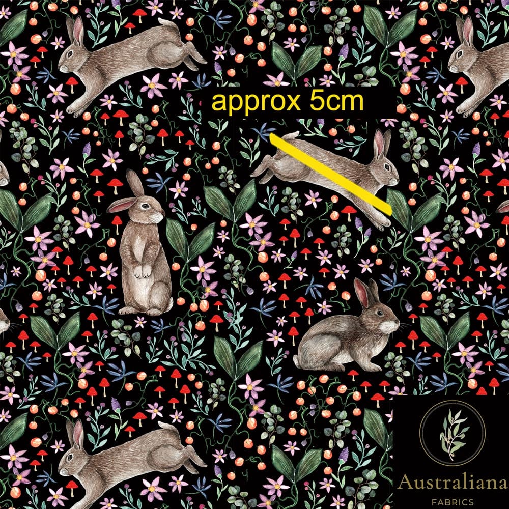 Australiana Fabrics Fabric Premium Quality Woven Cotton Sateen 150gsm / 1 Metre / Small Rabbit Garden by Amanda Joy