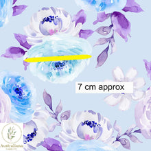 Load image into Gallery viewer, Australiana Fabrics Fabric Premium Woven Cotton 150gsm / Length 50cm (Cut Continuous) Watercolour Floral Bouquet Purple &amp; Blue
