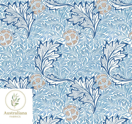 Australiana Fabrics Fabric William Morris Blue Apple Drapery Fabric