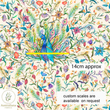Load image into Gallery viewer, Australiana Fabrics Fabric 1 metre / 100% Linen / medium Watercolour Peacock Dance Cream

