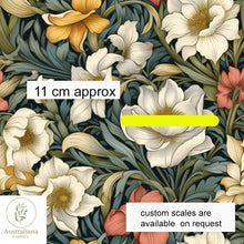 将图片加载到图库查看器，Australiana Fabrics Fabric 1 metre / Cotton Canvas medium / Large Scale Victorian Era Vintage Floral
