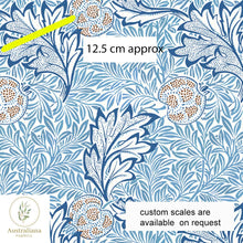 Load image into Gallery viewer, Australiana Fabrics Fabric 1 metre / Cotton Canvas medium / Large William Morris Apple Fabric Blue Upholstery
