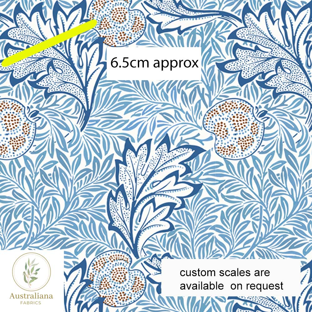 Australiana Fabrics Fabric 1 metre / Cotton Canvas medium / Medium William Morris Apple Fabric Blue Upholstery