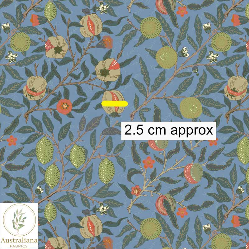 Australiana Fabrics Fabric 1 metre / Cotton Canvas medium / Small William Morris Pomegranate Fruit Upholstery