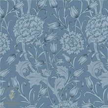 将图片加载到图库查看器，Australiana Fabrics Fabric 1 metre / Cotton Canvas medium William Morris Wild Tulips Blue Upholstery
