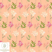 将图片加载到图库查看器，Australiana Fabrics Fabric 1 metre / Cotton Sateen Floral Song Peach Fuzz
