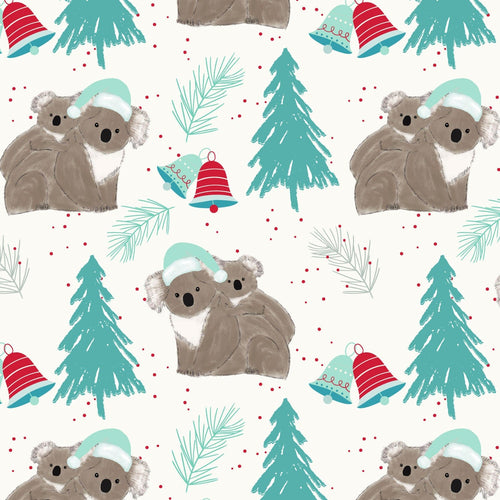 Australiana Fabrics Fabric 1 metre / Cotton Sateen Koala Christmas fabric by Amanda Joy