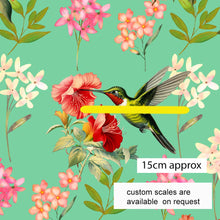 Load image into Gallery viewer, Australiana Fabrics Fabric 1 metre / Cotton Sateen / large Hummingbird Song Floral

