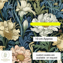 将图片加载到图库查看器，Australiana Fabrics Fabric 1 metre / Cotton Sateen / Large Scale Victorian Era Vintage Floral IV

