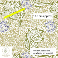 将图片加载到图库查看器，Australiana Fabrics Fabric 1 metre / Cotton Sateen / Large William Morris Apple Fabric Oat &amp; Sage
