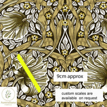 将图片加载到图库查看器，Australiana Fabrics Fabric 1 metre / Cotton Sateen / Large William Morris Pimpernel Black &amp; Gold

