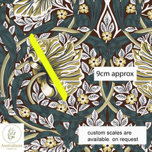 将图片加载到图库查看器，Australiana Fabrics Fabric 1 metre / Cotton Sateen / Large William Morris Pimpernel Sage Earth Garden
