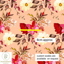 Load image into Gallery viewer, Australiana Fabrics Fabric 1 metre / Cotton Sateen / medium Watercolour Floral Song Peach
