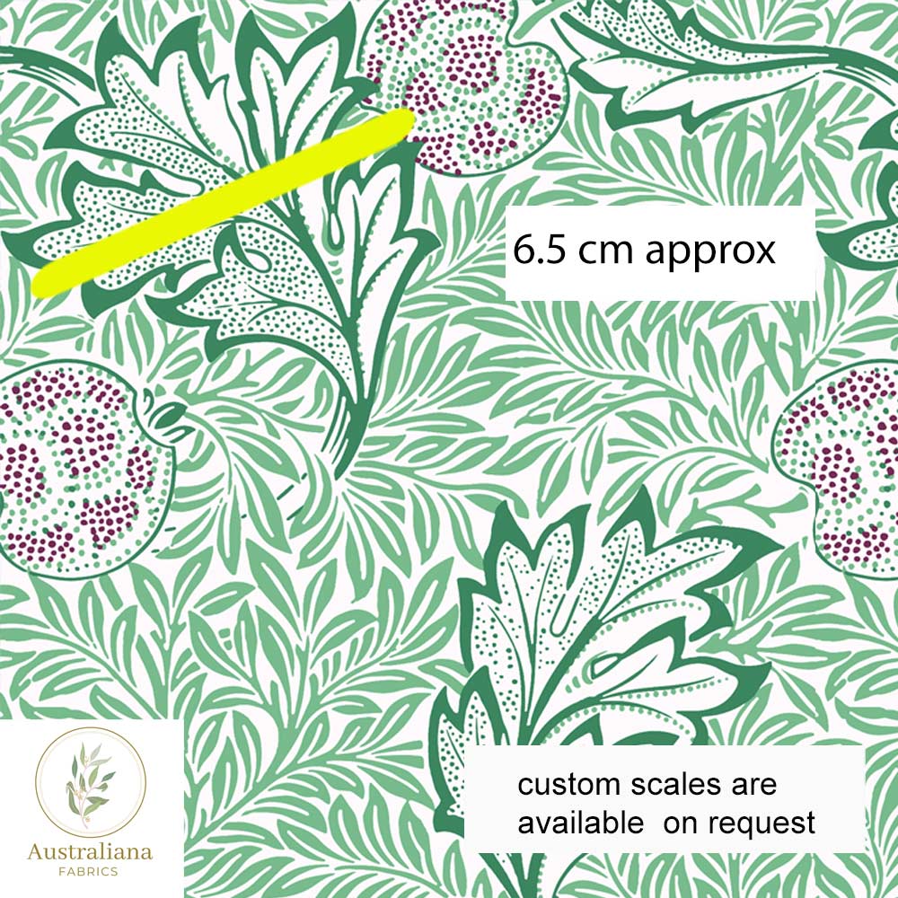 Australiana Fabrics Fabric 1 metre / Cotton Sateen / Medium William Morris Apple Fabric Green