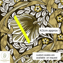 将图片加载到图库查看器，Australiana Fabrics Fabric 1 metre / Cotton Sateen / Medium William Morris Pimpernel Black &amp; Gold
