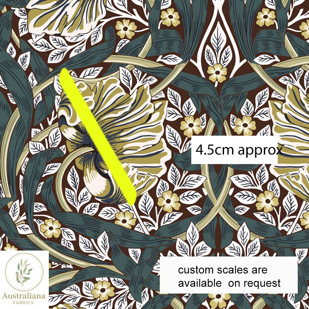 Australiana Fabrics Fabric 1 metre / Cotton Sateen / Medium William Morris Pimpernel Sage Earth Garden