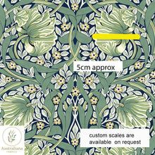 Load image into Gallery viewer, Australiana Fabrics Fabric 1 metre / Cotton Sateen / medium William Morris Pimpernel Vintage Green

