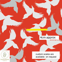 Load image into Gallery viewer, Australiana Fabrics Fabric 1 Metre / Cotton Sateen / small Bird Swoop Silhouette in Red
