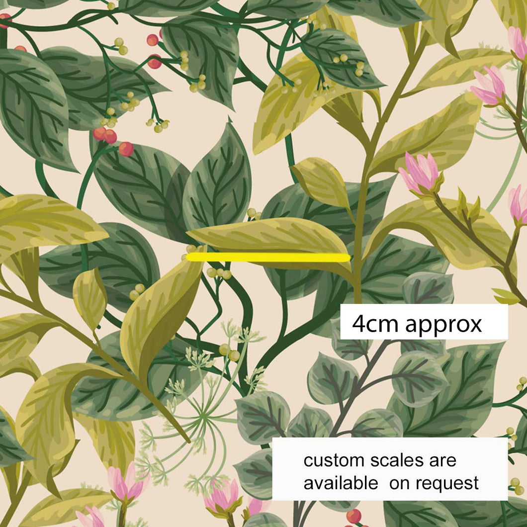 Australiana Fabrics Fabric 1 metre / Cotton Sateen / Small Flower Buds & Foliage