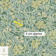 Load image into Gallery viewer, Australiana Fabrics Fabric 1 metre / Cotton Sateen / small William Morris Jasmine Sage &amp; Honey Traditional

