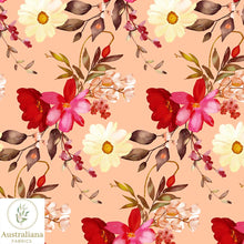 将图片加载到图库查看器，Australiana Fabrics Fabric 1 metre / Cotton Sateen Watercolour Floral Song Peach
