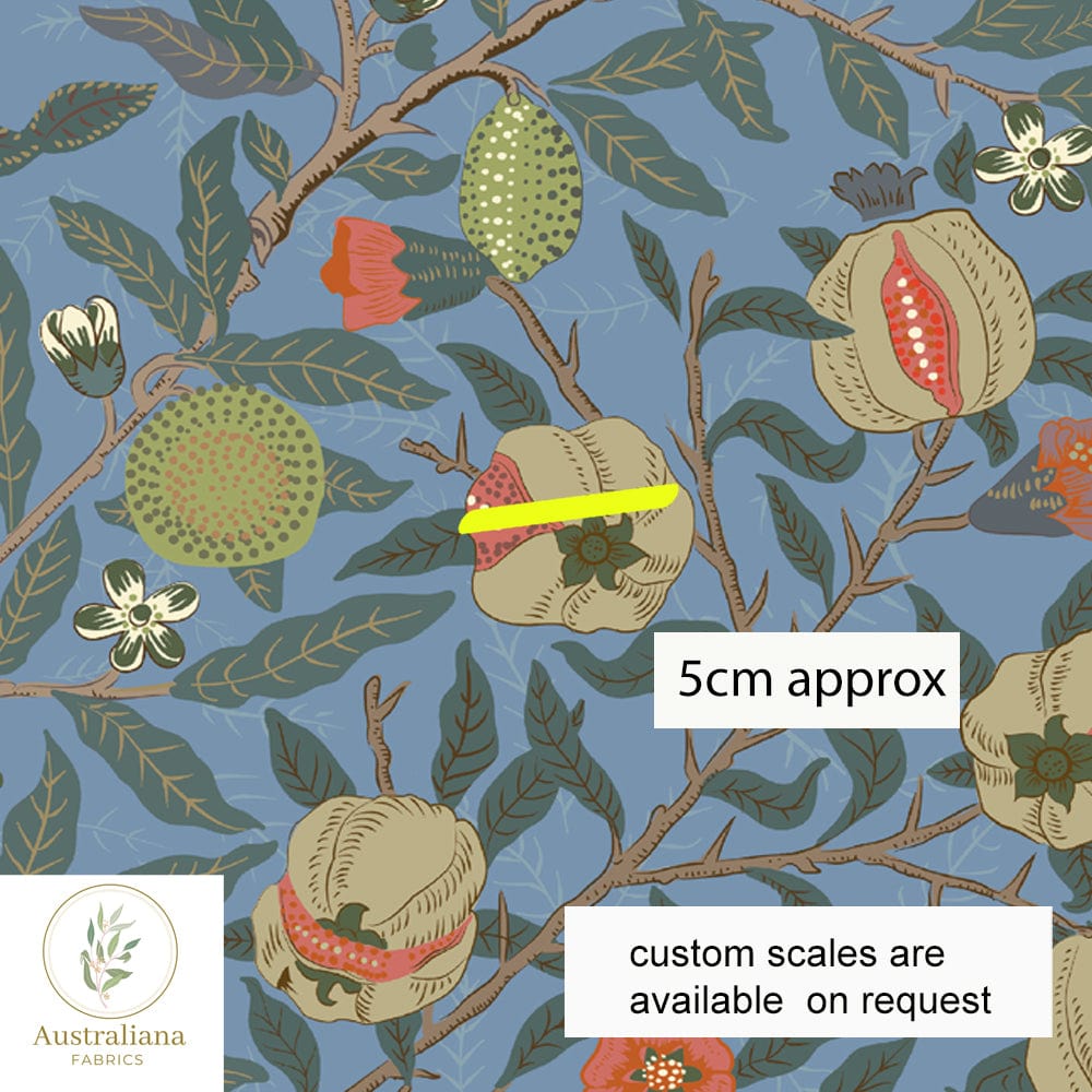Australiana Fabrics Fabric 1 metre / Linen/Cotton Blend for curtains & interiors / Medium William Morris Pomegranate Fruit Drapery