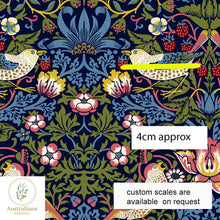 将图片加载到图库查看器，Australiana Fabrics Fabric 1 metre / Linen/Cotton Curtains &amp; Interiors / Small William Morris Strawberry Thief Drapery
