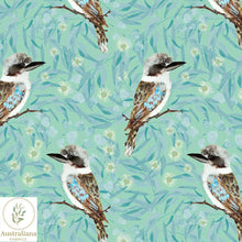 Load image into Gallery viewer, Australiana Fabrics Fabric 1 Metre / Premium woven 100% cotton sateen 150gsm Kookaburra Fabric Green
