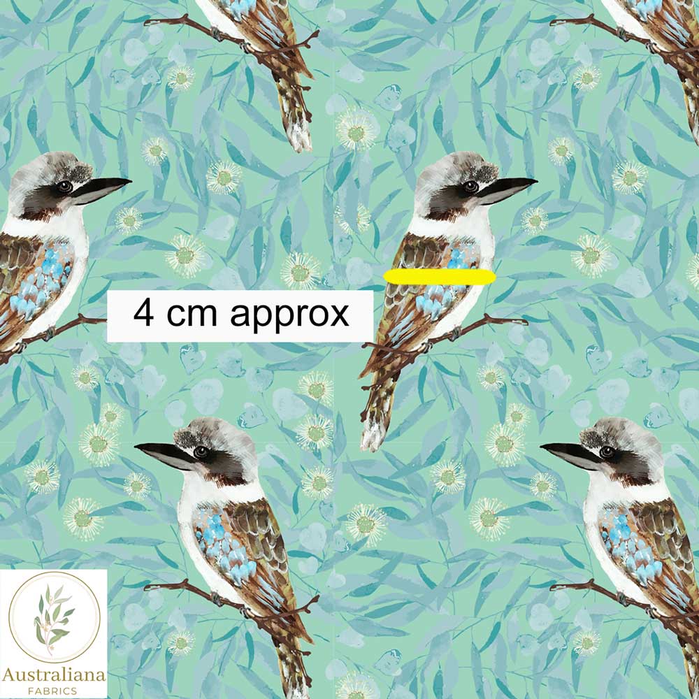 Australiana Fabrics Fabric 1 Metre / Premium woven 100% cotton sateen 150gsm Kookaburra Fabric Green