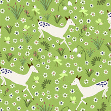 将图片加载到图库查看器，Australiana Fabrics Fabric 1 Metre / Premium Woven Cotten Sateen 150gsm Running Deer on Green
