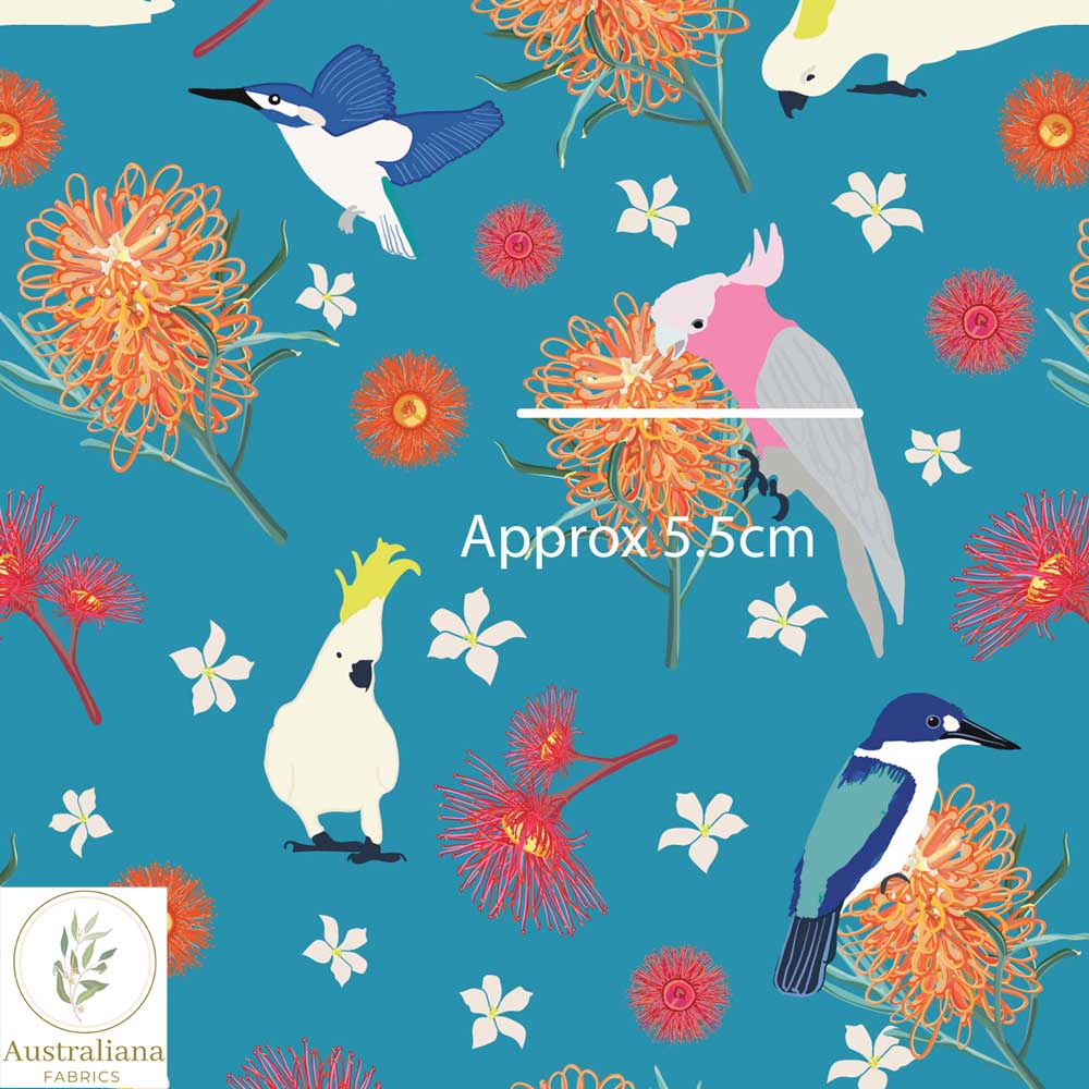 Australiana Fabrics Fabric 1 Metre / Premium woven cotton sateen 150gsm Aussie Mixed Birds