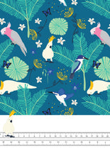 Load image into Gallery viewer, Australiana Fabrics Fabric 1 Metre / Premium woven cotton sateen 150gsm Australian Birds: Cockatoos, Kingfishers and Galahs Fabric
