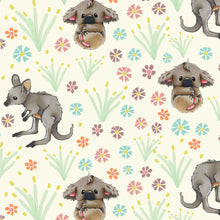 将图片加载到图库查看器，Australiana Fabrics Fabric 1 Metre / Premium woven cotton sateen 150gsm Joey Koala Garden Fabric Cream
