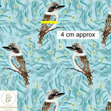 Load image into Gallery viewer, Australiana Fabrics Fabric 1 Metre / Premium woven cotton sateen 150gsm Kookaburras Fabric Blue
