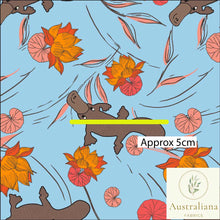 Load image into Gallery viewer, Australiana Fabrics Fabric 1 Metre / Premium woven cotton sateen 150gsm Platypus Fabric Blue
