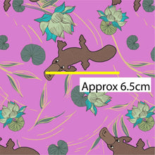 Load image into Gallery viewer, Australiana Fabrics Fabric 1 Metre / Premium woven cotton sateen 150gsm Platypus Fabric Purple
