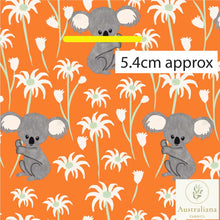 Load image into Gallery viewer, Australiana Fabrics Fabric 1 Metre / Premium woven cotton sateen 150gsm Sweet Koala on Orange~ Australian made
