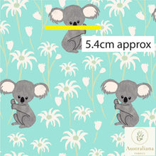 Load image into Gallery viewer, Australiana Fabrics Fabric 1 Metre / Premium woven cotton sateen 150gsm Sweet Koala on Turquoise
