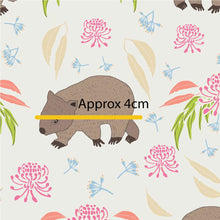 Load image into Gallery viewer, Australiana Fabrics Fabric 1 Metre / Premium woven cotton sateen 150gsm Wombat Waltz Fabric
